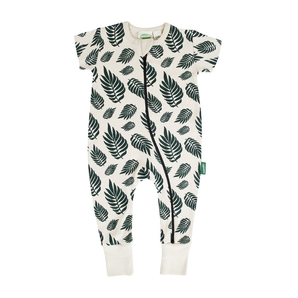 Parade Organics Romper Boys 3-6M Girls Tropical Palm Leaves Cotton Fall Spring - Picture 5 of 5